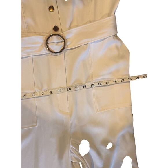 Zara Womens Cream Sleeveless Jumpsuit With Belt & Button Detail Size L - Picture 9 of 16